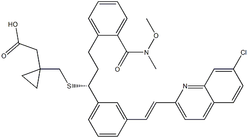 (R,E)-2-(1-(((1-(3-(2-(7-Chloroquinolin-2-yl)vinyl)phenyl)-3-(2-(Methoxy(Methyl)carbaMoyl)phenyl)propyl)thio)Methyl)cyclopropyl)acetic Acid Structure