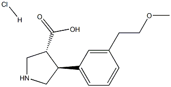 (+/-)-trans-4-[3-(2-Methoxyethyl)-phenyl]-pyrrolidine-3-carboxylic acid-HCl Structure