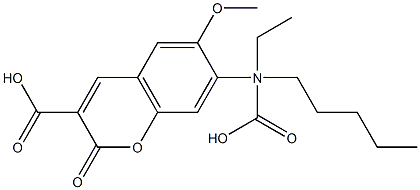 7-(N-Ethyl-N-carboxypentylaMino)-6-MethoxycouMarin-3-carboxylic acid 구조식 이미지