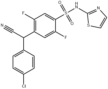 4-((4-chlorophenyl)(cyano)Methyl)-2,5-difluoro-N-(thiazol-2-yl)benzenesulfonaMide Structure