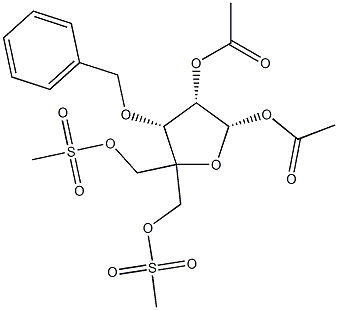 (2S,3S,4R)-4-(benzyloxy)-5,5-bis((Methylsulfonyloxy)Methyl)tetrahydrofuran-2,3-diyl diacetate Structure