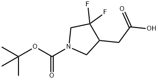 2-(1-(tert-butoxycarbonyl)-4,4-difluoropyrrolidin-3-yl)acetic acid 구조식 이미지