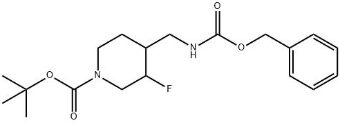 tert-butyl 4-((benzyloxycarbonylaMino)Methyl)-3-fluoropiperidine-1-carboxylate 구조식 이미지