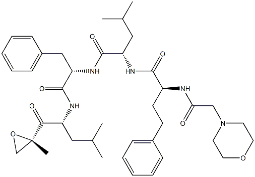 (S)-4-Methyl-N-((S)-1-(((R)-4-Methyl-1-((S)-2-Methyloxiran-2-yl)-1-oxopentan-2-yl)aMino)-1-oxo-3-phenylpropan-2-yl)-2-((S)-2-(2-MorpholinoacetaMido)-4-phenylbutanaMido)pentanaMide 구조식 이미지