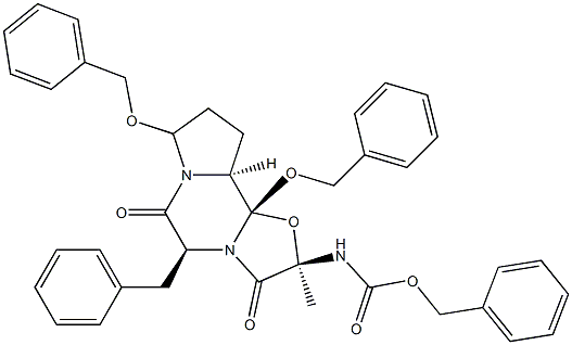 ((2R,5S,10aS,10bS)-5-Benzyl-8,10b-bis(benzyloxy)-2-Methyl-3,6-dioxooctahydro-2H-oxazolo[3,2-a]pyrrolo[2,1-c]pyrazin-2-yl)carbaMic Acid Benzyl Ester Structure