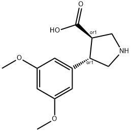 (+/-)-trans-4-(3,5-diMethoxy-phenyl)-pyrrolidine-3-carboxylic acid 구조식 이미지