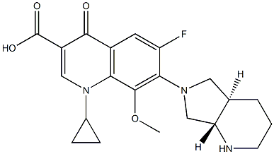 1-cyclopropyl-6-fluoro-1,4-dihydro-7-((4aR,7aS)-octahydropyrrolo [3,4-b]pyridin-6-yl)-8-Methoxy-4-oxoquinoline-3-carboxylic acid 구조식 이미지