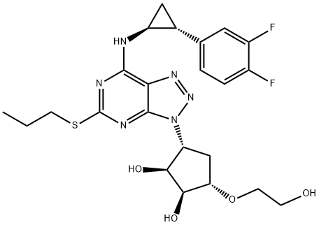 (1S,2S,3R,5S)-3-(7-((1S,2R)-2-(3,4-difluorophenyl)cyclopropylaMino)-5-(propylthio)-3H-[1,2,3]triazolo[4,5-d]pyriMidin-3-yl)-5-(2-hydroxyethoxy)cyclopentane-1,2-diol Structure