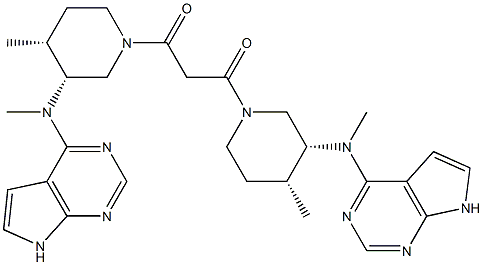 1,3-bis((3R,4R)-4-Methyl-3-(Methyl(7H-pyrrolo[2,3-d]pyriMidin-4-yl)aMino)piperidin-1-yl)propane-1,3-dione Structure