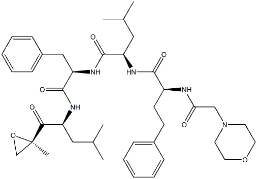 (R)-4-Methyl-N-((R)-1-(((S)-4-Methyl-1-((R)-2-Methyloxiran-2-yl)-1-oxopentan-2-yl)aMino)-1-oxo-3-phenylpropan-2-yl)-2-((S)-2-(2-MorpholinoacetaMido)-4-phenylbutanaMido)pentanaMide 구조식 이미지
