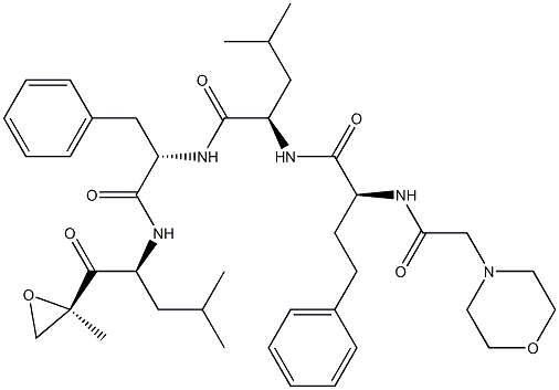 (S)-4-Methyl-N-((R)-1-(((S)-4-Methyl-1-((R)-2-Methyloxiran-2-yl)-1-oxopentan-2-yl)aMino)-1-oxo-3-phenylpropan-2-yl)-2-((S)-2-(2-MorpholinoacetaMido)-4-phenylbutanaMido)pentanaMide 구조식 이미지