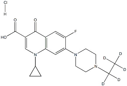 1-Cyclopropyl-7-(4-ethyl-d5-1-piperazinyl)-6-fluoro-4-oxo-1,4-dihydro-3-quinolinecarboxylic  acid  hydrochloride Structure