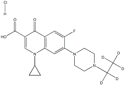 1-Cyclopropyl-7-(4-ethyl-d5-1-piperazinyl)-6-fluoro-4-oxo-1,4-dihydro-3-quinolinecarboxylic  acid  hydrochloride 구조식 이미지