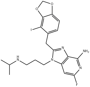 6-fluoro-2-((4-iodobenzo[d][1,3]dioxol-5-yl)Methyl)-1-(3-(isopropylaMino)propyl)-1H-iMidazo[4,5-c]pyridin-4-aMine Structure
