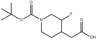 2-(1-(tert-butoxycarbonyl)-3-fluoropiperidin-4-yl)acetic acid Structure