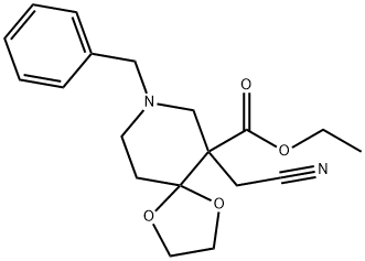 ethyl 8-benzyl-6-(cyanoMethyl)-1,4-dioxa-8-azaspiro[4,5]decane-6-carboxylate Structure