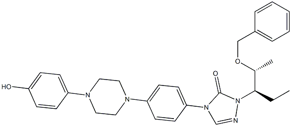 1-((2R,3R)-2-(benzyloxy)pentan-3-yl)-4-(4-(4-(4-hydroxyphenyl)piperazin-1-yl)phenyl)-1H-1,2,4-triazol-5(4H)-one Structure