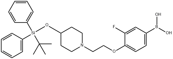 (4-(2-(4-((tert-butyldiphenylsilyl)oxy)piperidin-1-yl)ethoxy)-3-fluorophenyl)boronic acid Structure
