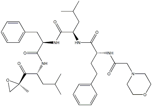 (R)-4-Methyl-N-((R)-1-(((R)-4-Methyl-1-((R)-2-Methyloxiran-2-yl)-1-oxopentan-2-yl)aMino)-1-oxo-3-phenylpropan-2-yl)-2-((R)-2-(2-MorpholinoacetaMido)-4-phenylbutanaMido)pentanaMide 구조식 이미지