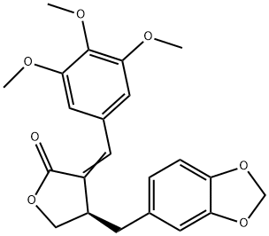 (Z)-4-(benzo[d][1,3]dioxol-5-ylMethyl)-3-(3,4,5-triMethoxybenzylidene)dihydrofuran-2(3H)-one Structure
