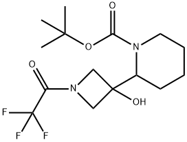 tert-butyl 2-(3-hydroxy-1-(2,2,2-trifluoroacetyl)azetidin-3-yl)piperidine-1-carboxylate 구조식 이미지