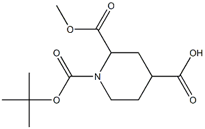 1-(tert-butoxycarbonyl)-2-(Methoxycarbonyl)piperidine-4-carboxylic acid 구조식 이미지