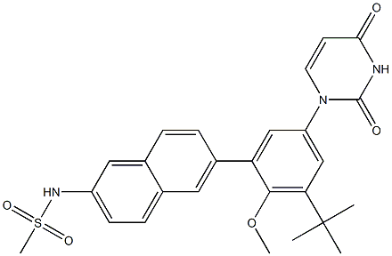 N-(6-(3-tert-butyl-5-(2,4-dioxo-3,4-dihydropyriMidin-1(2H)-yl)-2-Methoxyphenyl)naphthalen-2-yl)MethanesulfonaMide 구조식 이미지
