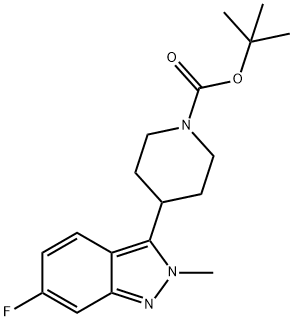 tert-butyl 4-(6-fluoro-2-Methyl-2H-indazol-3-yl)piperidine-1-carboxylate 구조식 이미지