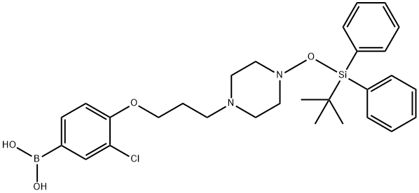 (4-(3-(4-((tert-butyldiphenylsilyl)oxy)piperidin-1-yl)propoxy)-3-chlorophenyl)boronic acid Structure