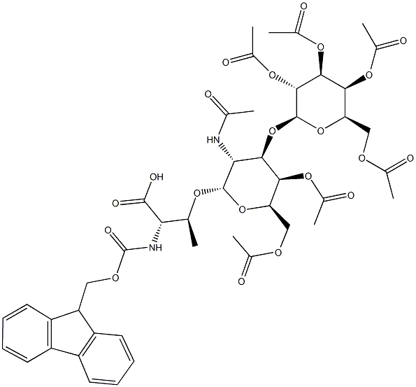 Fmoc-L-Thr[alpha-(Gal-beta(1-3)-GalNAc)]-OH peracetate 구조식 이미지