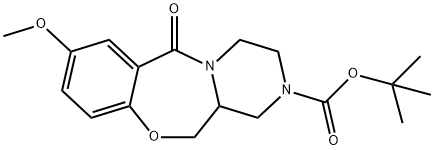 6H-Pyrazino[2,1-c][1,4]benzoxazepine-2(1H)-carboxylic acid, 3,4,12,12a-tetrahydro-8-methoxy-6-oxo-, 1,1-dimethylethyl ester Structure