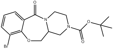 6H-Pyrazino[2,1-c][1,4]benzoxazepine-2(1H)-carboxylic acid, 10-bromo-3,4,12,12a-tetrahydro-6-oxo-, 1,1-dimethylethyl ester Structure