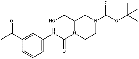 1-Piperazinecarboxylic acid, 4-[[(3-acetylphenyl)amino]carbonyl]-3-(hydroxymethyl)-, 1,1-dimethylethyl ester 구조식 이미지