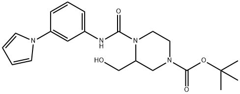 1-Piperazinecarboxylic acid, 3-(hydroxymethyl)-4-[[[3-(1H-pyrrol-1-yl)phenyl]amino]carbonyl]-, 1,1-dimethylethyl ester Structure