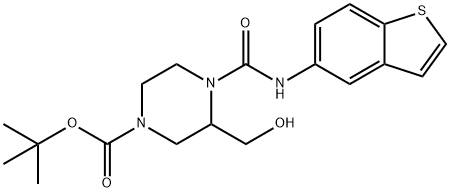 1-Piperazinecarboxylic acid, 4-[(benzo[b]thien-5-ylamino)carbonyl]-3-(hydroxymethyl)-, 1,1-dimethylethyl ester Structure