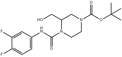 1-Piperazinecarboxylic acid, 4-[[(3,4-difluorophenyl)amino]carbonyl]-3-(hydroxymethyl)-, 1,1-dimethylethyl ester Structure