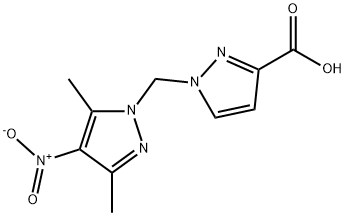 1-[(3,5-Dimethyl-4-nitro-1H-pyrazol-1-yl)methyl]-1H-pyrazole-3-carboxylic acid 구조식 이미지