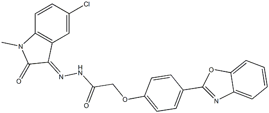 Acetic acid,2-[4-(2-benzoxazolyl)phenoxy]-,2-(5-chloro-1,2-dihydro-1-methyl-2-oxo-3H-indol-3-ylidene)hydrazide Structure