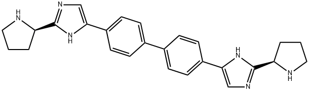 2-((R)-pyrrolidin-2-yl)-5-(4'-(2-((R)-pyrrolidin-2-yl)-1H-imidazol-4-yl)-[1,1'-biphenyl]-4-yl)-1H-imidazole Structure