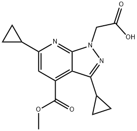 [3,6-Dicyclopropyl-4-(methoxycarbonyl)-1H-pyrazolo[3,4-b]pyridin-1-yl]acetic acid Structure