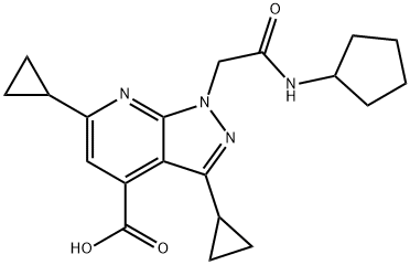 1-[2-(Cyclopentylamino)-2-oxoethyl]-3,6-dicyclopropyl-1H-pyrazolo[3,4-b]pyridine-4-carboxylic acid Structure