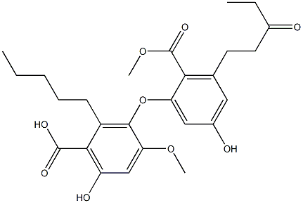 Benzoic acid,6-hydroxy-3-[5-hydroxy-2-(methoxycarbonyl)-3-(3-oxopentyl)phenoxy]-4-methoxy-2-pentyl- 구조식 이미지