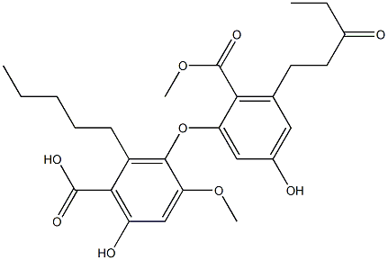 Benzoic acid,6-hydroxy-3-[5-hydroxy-2-(methoxycarbonyl)-3-(3-oxopentyl)phenoxy]-4-methoxy-2-pentyl- Structure