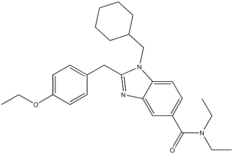 1-(cyclohexylmethyl)-2-[(4-ethoxyphenyl)methyl]-N,N-diethylbenzimidazole-5-carboxamide Structure