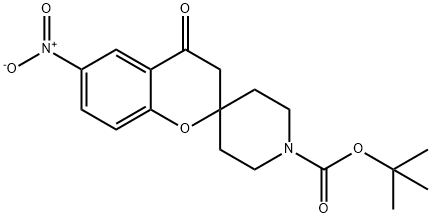 tert-butyl 6-nitro-4-oxo-3,4-dihydrospiro[1-benzopyran-2,4'-piperidine]-1'-carboxylate Structure