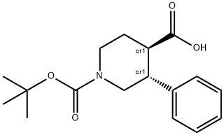 Trans-1-(Tert-Butoxycarbonyl)-3-Phenylpiperidine-4-Carboxylic Acid 구조식 이미지