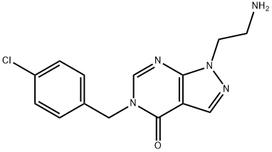 1-(2-aminoethyl)-5-[(4-chlorophenyl)methyl]-1H,4H,5H-pyrazolo[3,4-d]pyrimidin-4-one Structure