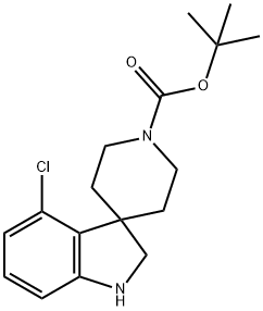 tert-Butyl 4-chloro-1,2-dihydrospiro[indole-3,4'-piperidine]-1'-carboxylate 구조식 이미지