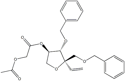 (3R,4S,5R)-2-(acetyloxy)-4-(benzyloxy)-5-[(benzyloxy)methyl]-5-ethenyloxolan-3-yl acetate Structure