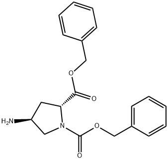(2R,4S)- 4-amino-1,2-Pyrrolidinedicarboxylic acid-1,2-bis(phenylmethyl) ester 구조식 이미지